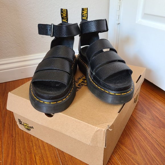 Dr. Martens Clarissa II Women's Leather Platform Sandals - Black Milled Nappa - Picture 6 of 6